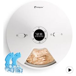 Holapaw Automatic Cat Feeder Wet Food, 5 Meals Cordless Pet Food Dispenser, Fresh Food Refrigerated Container with 2 Ice Packs, 10s Voice Recording