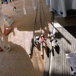 3 Fishing Poles With Reels