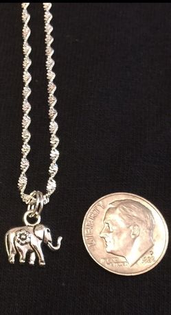 NEW Elephant Charm on Blingy Sterling Silver Chain