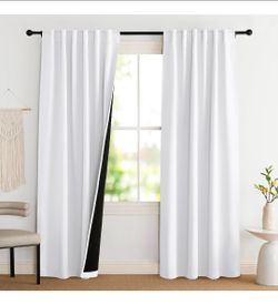NICETOWN 100% Blackout Window Curtain Panels, Cold and Full Light Blocking Drapes with Black Liner for Nursery, 84 Inches Drop Thermal Insulated Drape