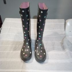 Women's Polka Dot Rain boots.  Size  10 