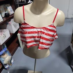 Chivette KCCO Women's Red and White Bikini Top Sz M