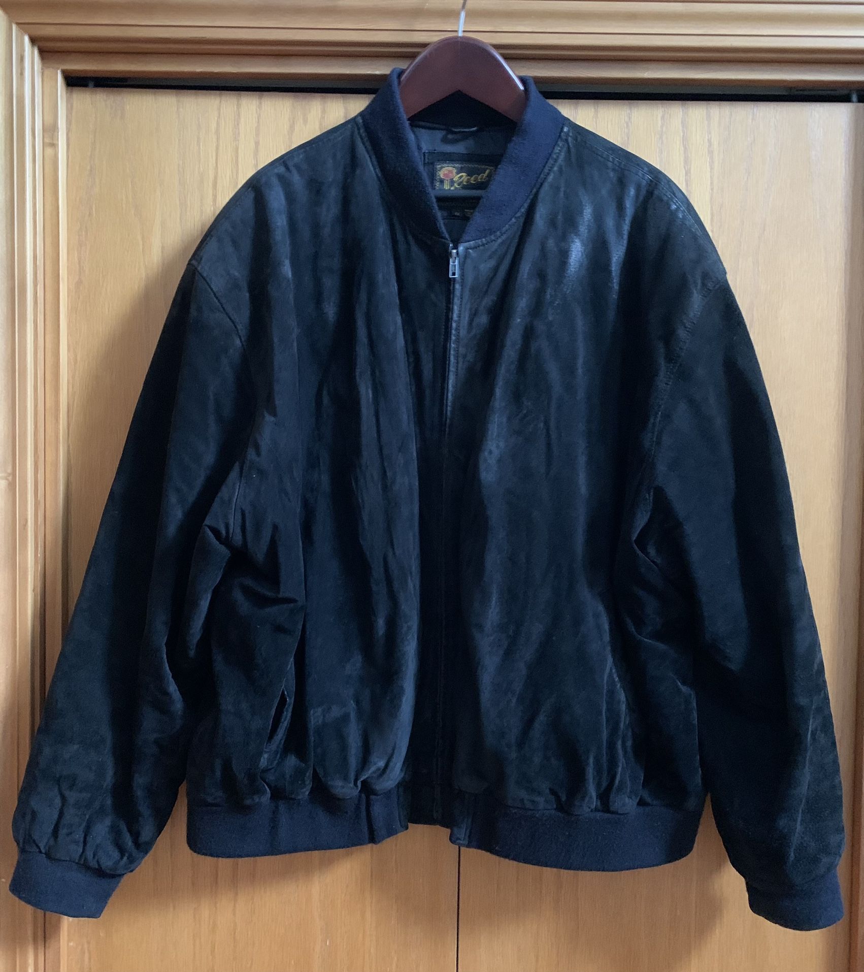 Mens Reed Black Suede Leather Bomber Jacket Size 4X , Good Clean Condition