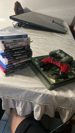PS4 Slim Camo Edition with 2 Controllers and 14 Games