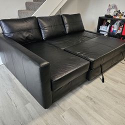 Black Leather Sleeper Sofa 