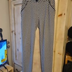 Betabrand Yoga Dress Pants Womens Small Black & White Cat Print Stretch Pull On