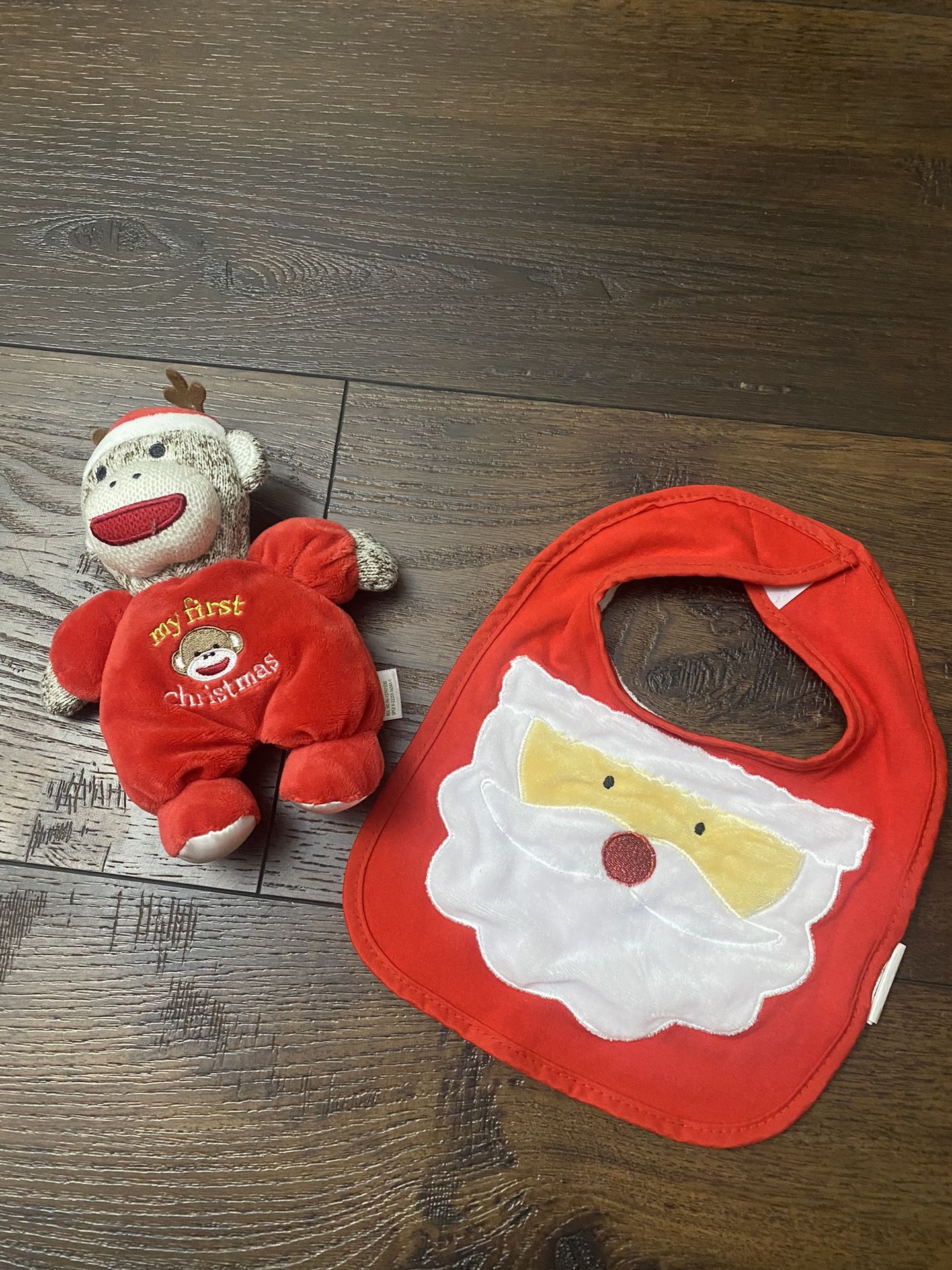 My First Christmas Sock Monkey And Bib