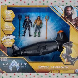 DC Comics Aquaman vs Black Manta Action Figure Battle Set with Submarine - New