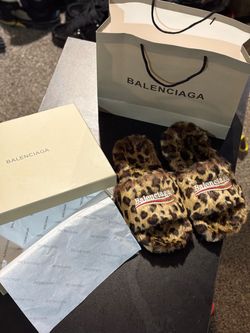 Balenciaga cheetah print slides