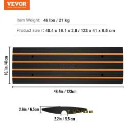 Curb Ramp, 3 Pack Rubber Driveway Ramps, Heavy Duty 33069 lbs Weight Capacity Threshold Ramp, 2.6-inch High Curbside Bridge Ramps for Loading Dock Gar