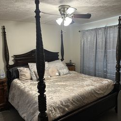 King Bed Frame And Metal Box Spring and Mattress