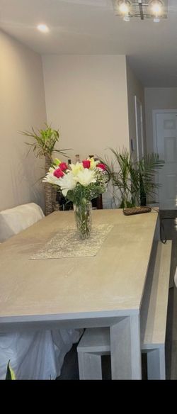 Light Wood Dining Table with Bench