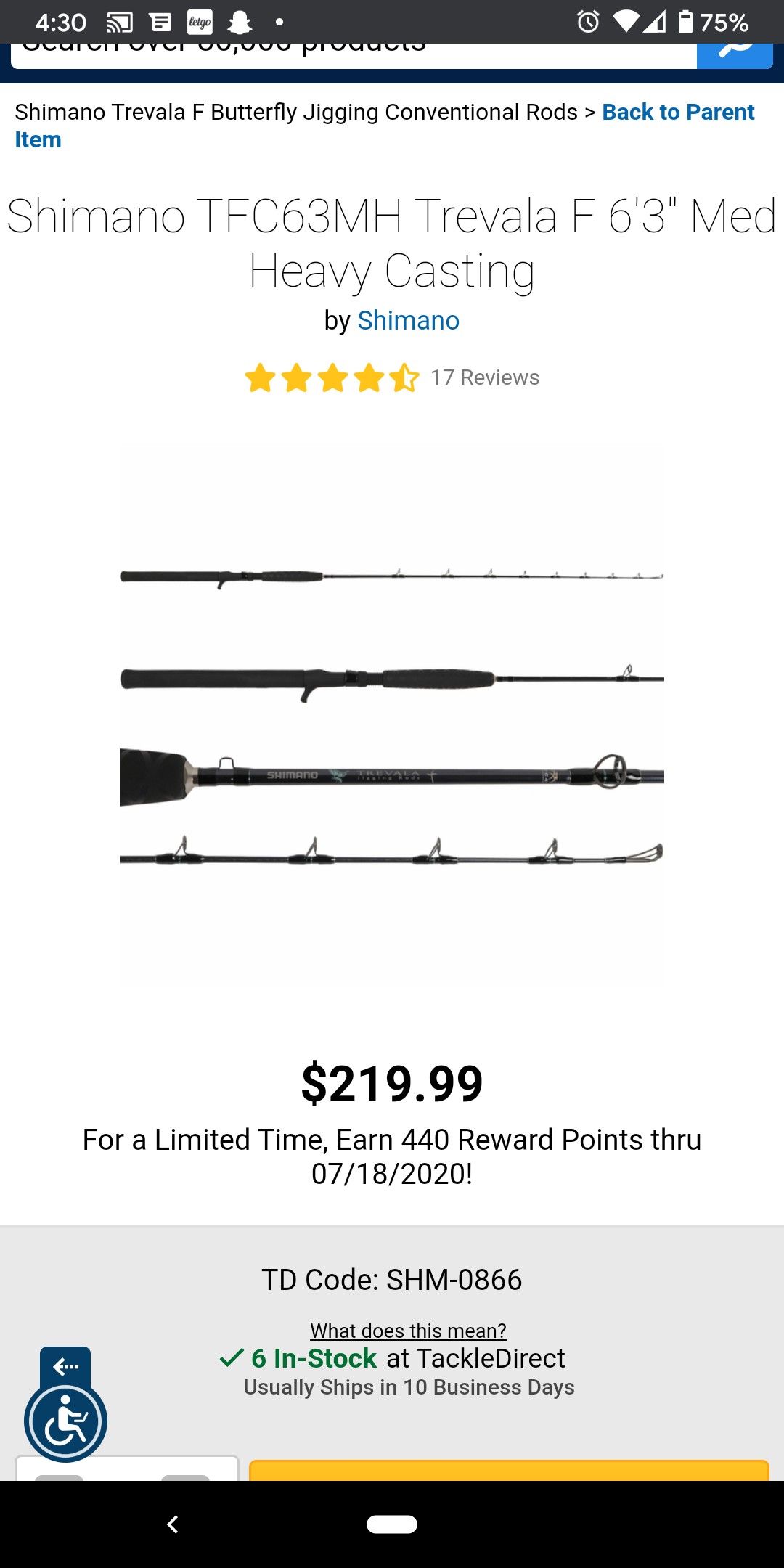 Shimano Trevala fishing rod 6'3"