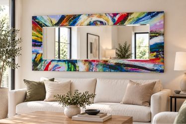 Rock Star Rectangle Framed Printed Tempered Art Glass Beveled Accent Mirror
