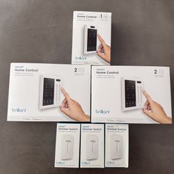 Brilliant Smart Switch Set – 3 Panels (1 & 2-Gang) + 3 Dimmers – HomeKit/Google Compatible