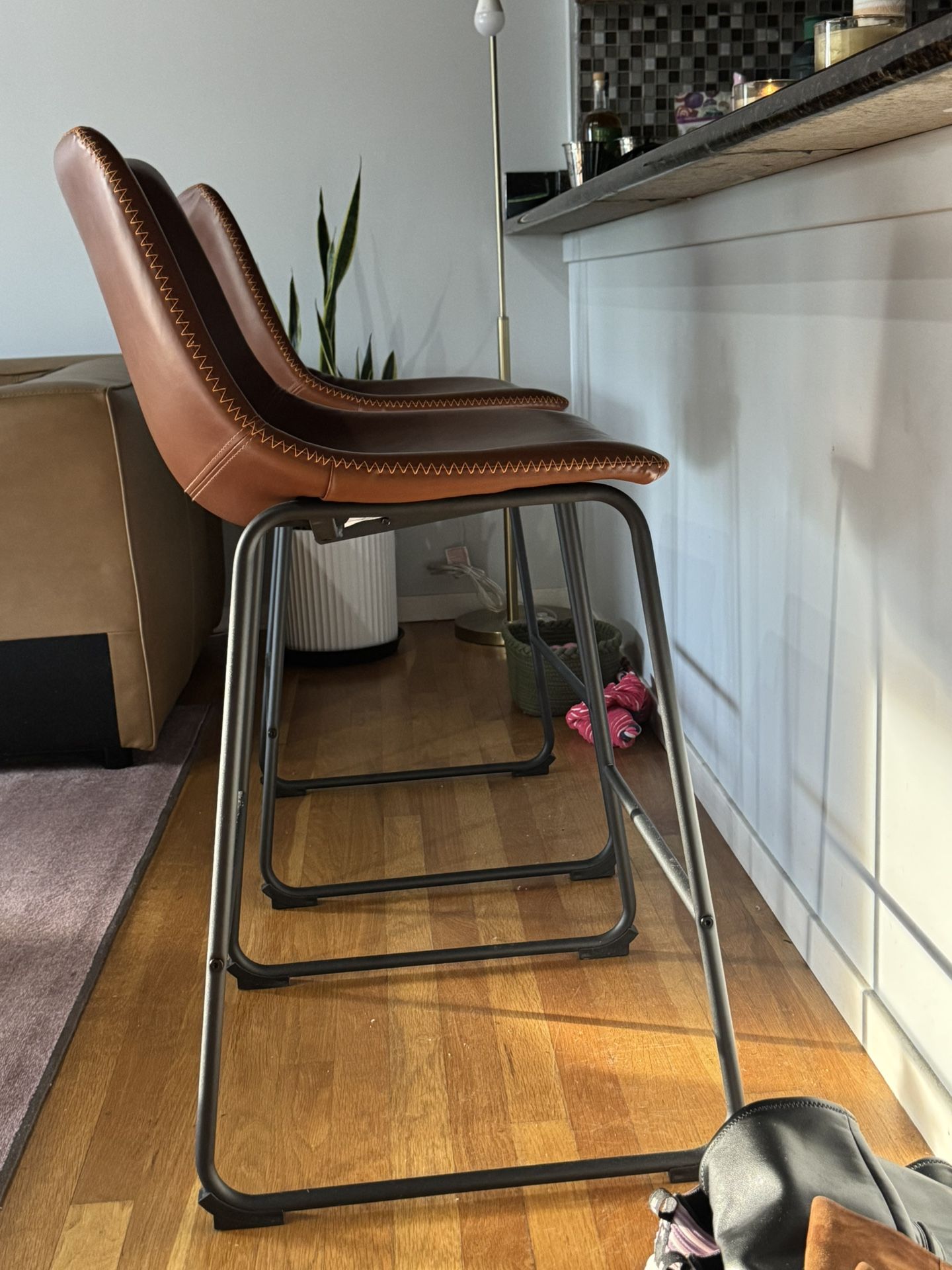 Counter Height Bar Stools – 26” Height – Brown