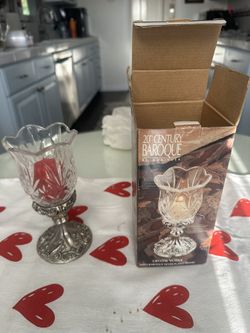 Crystal Candle Holder With Silver Plated Stand