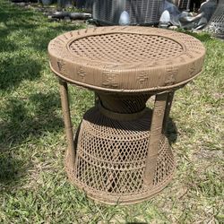 Vintage Peacock Chair Pairing Wicker Side Table Or Stool