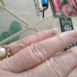 Pearl Ring With Diamonds 14kt Gold 