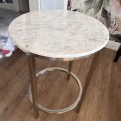 Round Marble Side Table w/ metal base