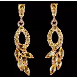 925 sterling silver citrine studs earrings