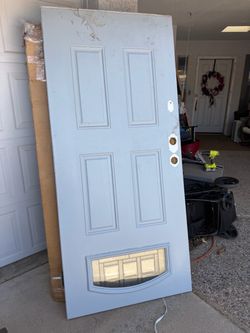36 x 80 steel door with arched window.
