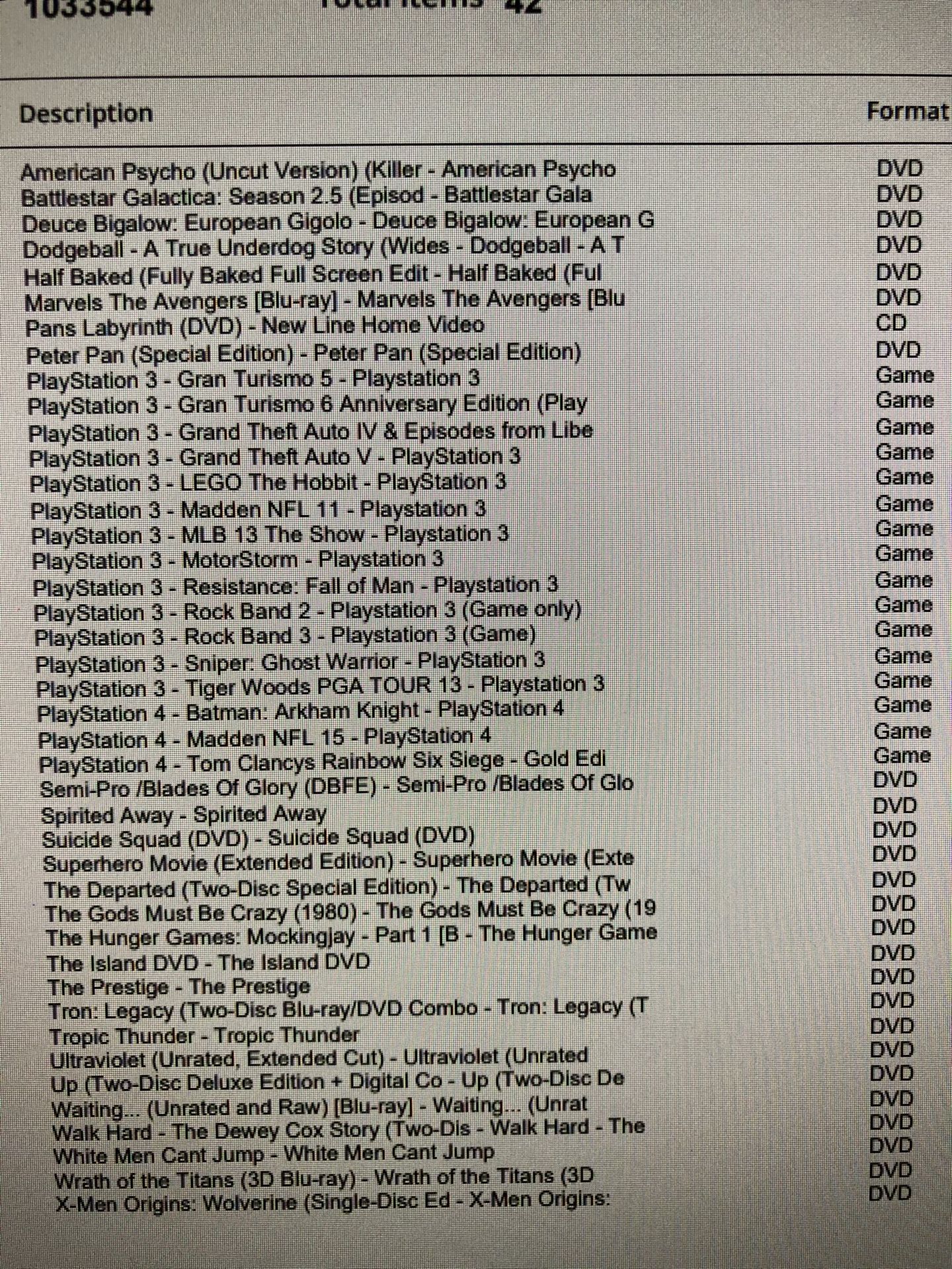 DVD PS3 PS4 assorted lot