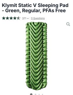 Klymit Static V Sleeping Pad and pillow - Green, Regular, PFAs Free