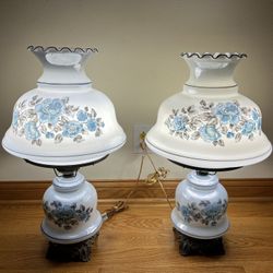 Vintage/Antique Gone With The Wind Hurricane Parlor Lamps (2)