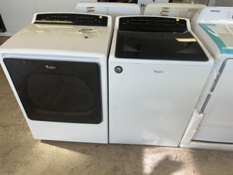 Whirlpool Washer And Dryer Set/ White/ No Agitator/ Front-Load Dryer With Glass Door/ Top-Load Washer With Glass Top