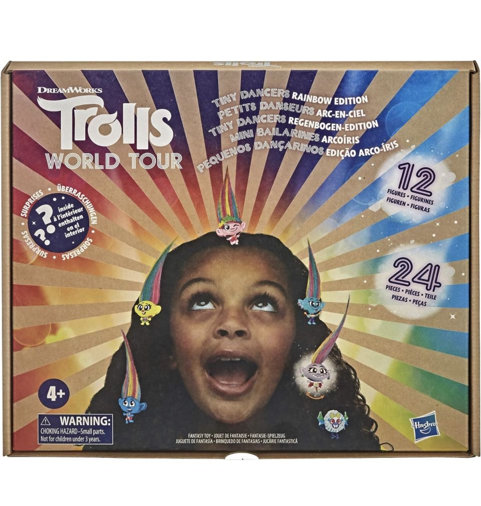 DreamWorks Trolls World Tour Tiny Dancers Rainbow Edition Pack with 12 Tiny Dancers Figures, 4 Sunglasses, 10 Small Rings, 10 Barrettes, Toy  Kids