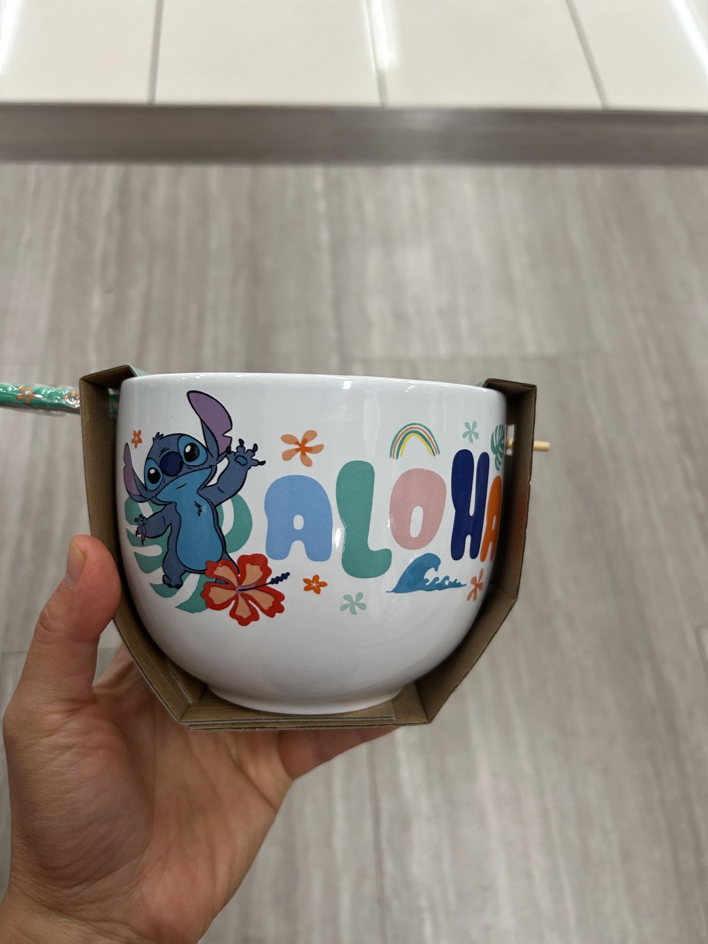 NWT Stitch Themed Bowl with Chopsticks set 20 oz
