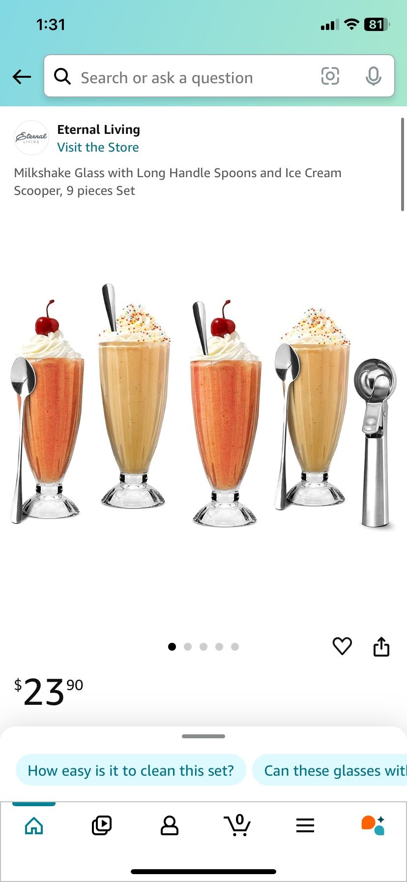 BRAND NEW: Amazon Eternal Living - Ice Cream Serving Set 9 Pieces