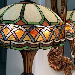2 Tiffany Style Table Lamps 29”, Shade 20” Diameter 