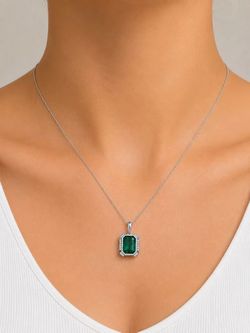 Sheffield & Son's Platinum 5.47 Ct Emerald & Diamond Pendant Necklace