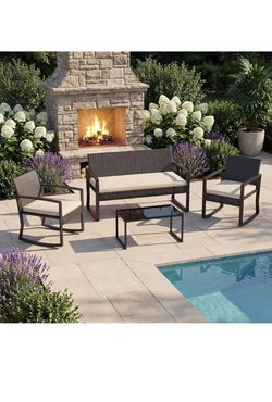 4 Piece Outside Patio Furniture Set,