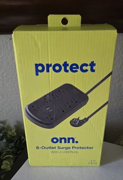 BRAND NEW✨️ (Sealed in Box) 
onn. 8-Outlet SURGE PROTECTOR with 2 USB Ports.
