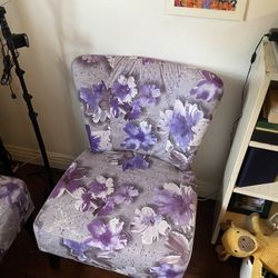 2 Blue And Purple Cushioned Chairs