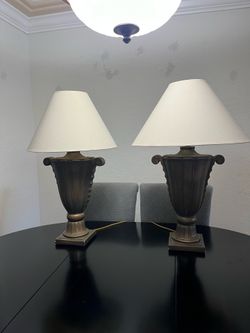 31’ tall Table Lamps. Set of 2. Color Bronze Brown