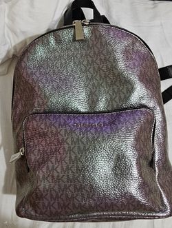 Rare Michael Kors Wythe Backpack In Iridescent Nickle Leather