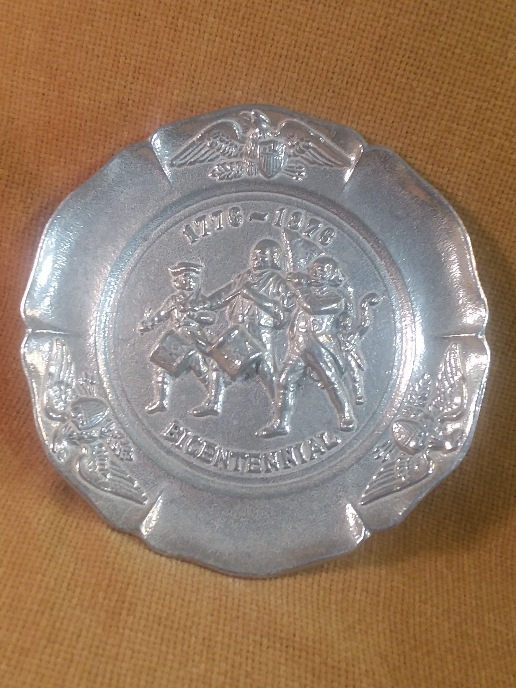 Vintage Pewter Bicentennial Marching Plate