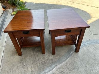 Mission Style Quarter Sawn Oak Side/End Table Pair