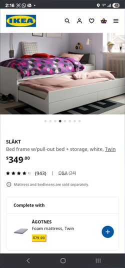 Trundle Twin Size Bed New, Already Assembled