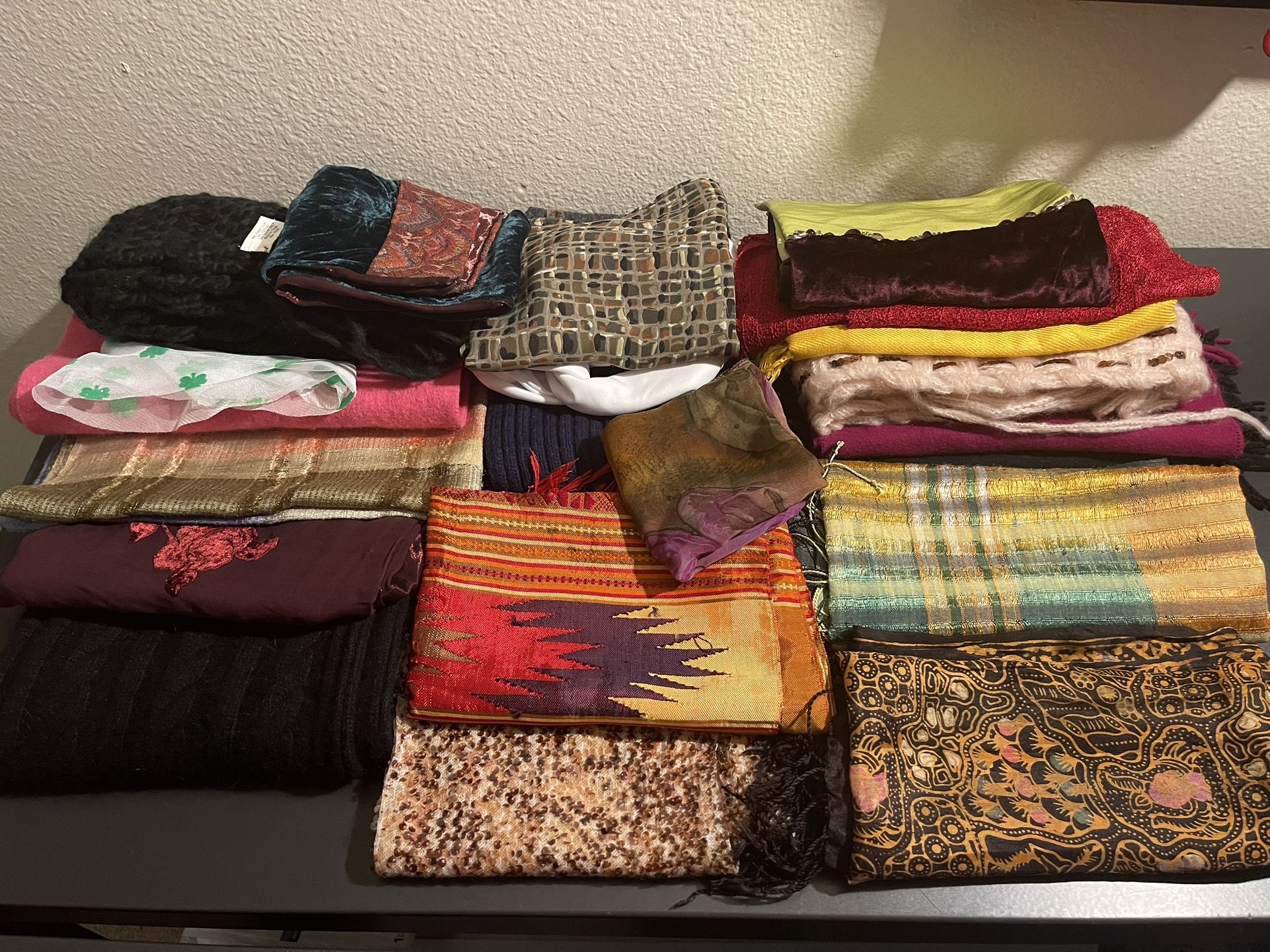 Bundle Of 21 Scarves And Shawls 
