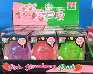 Nee Doh Super Skuishy Pink Strawberry Drink Squeeze Toys