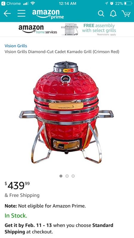 New Vision Grills Diamond-Cut Cadet Kamado Grill (Crimson Red)