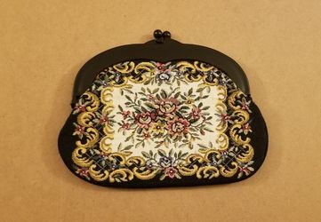 Vintage Black Embroidered Clutch