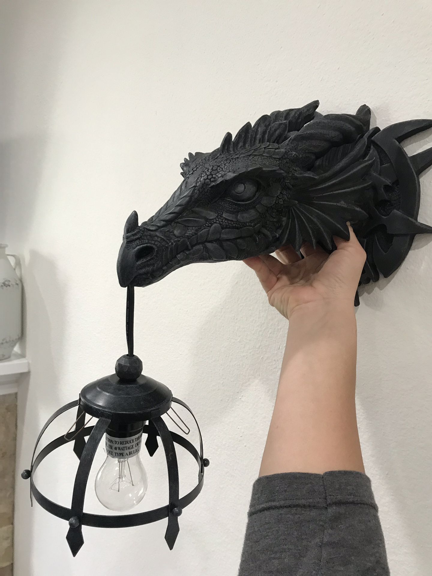 Electric dragon head wall light sconce gothic light
