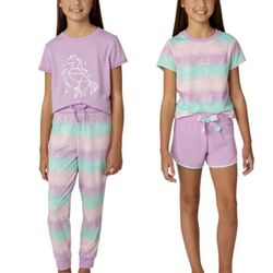 NWT BCBG girls 4pcs lounge set purple unicorn Size L 14/16