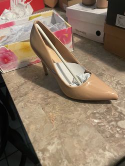 Nude Patent Leather Pointed-Toe Heels